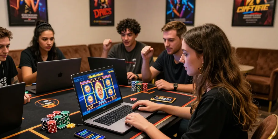Excited players exploring credit card casinos at https://ibn.org.uk surrounded by vibrant gaming graphics and casino chips.