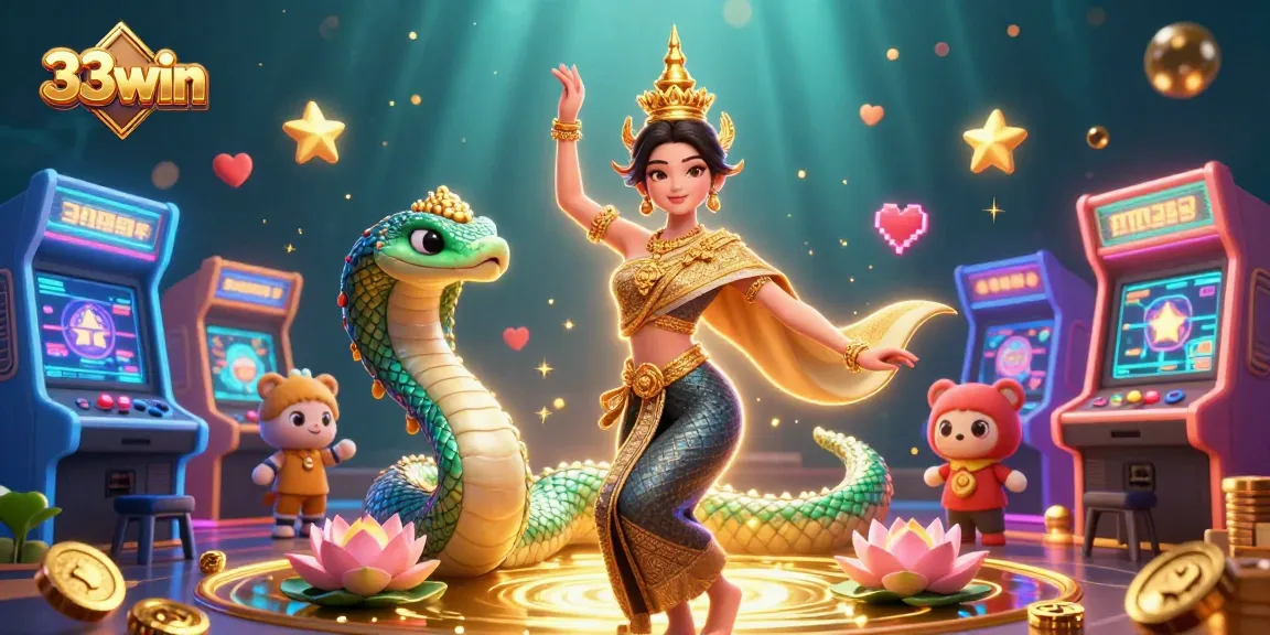 Experience the thrill of 33win with vibrant characters dancing among dynamic casino elements!