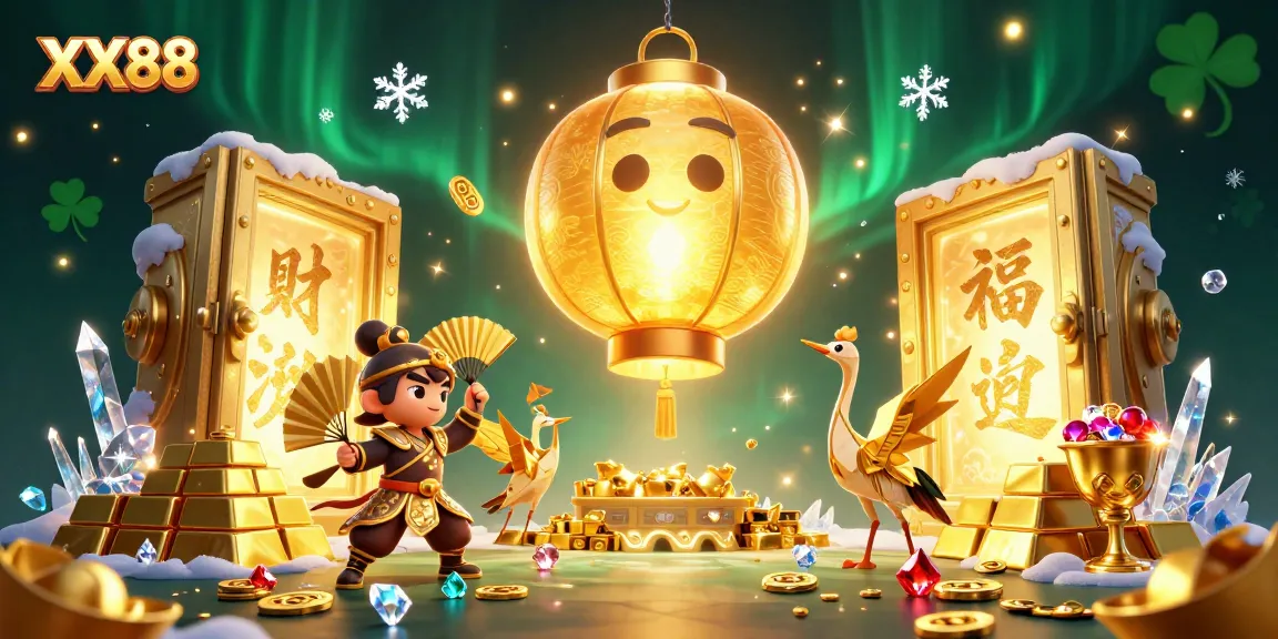 Experience thrilling gambling excitement with XX88, featuring a glowing spirit and treasure.