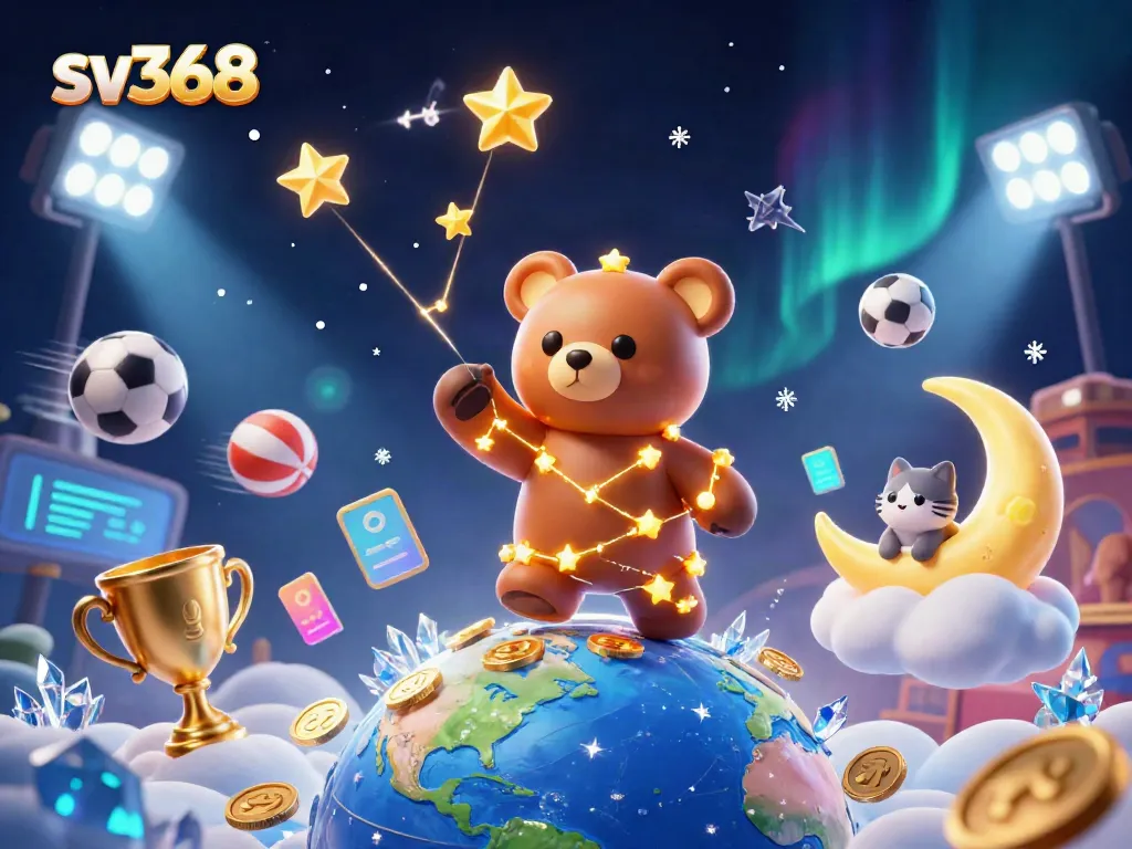 Engage with the vibrant universe of sv368 where golden star bears scoop up coins amidst sports betting excitement.