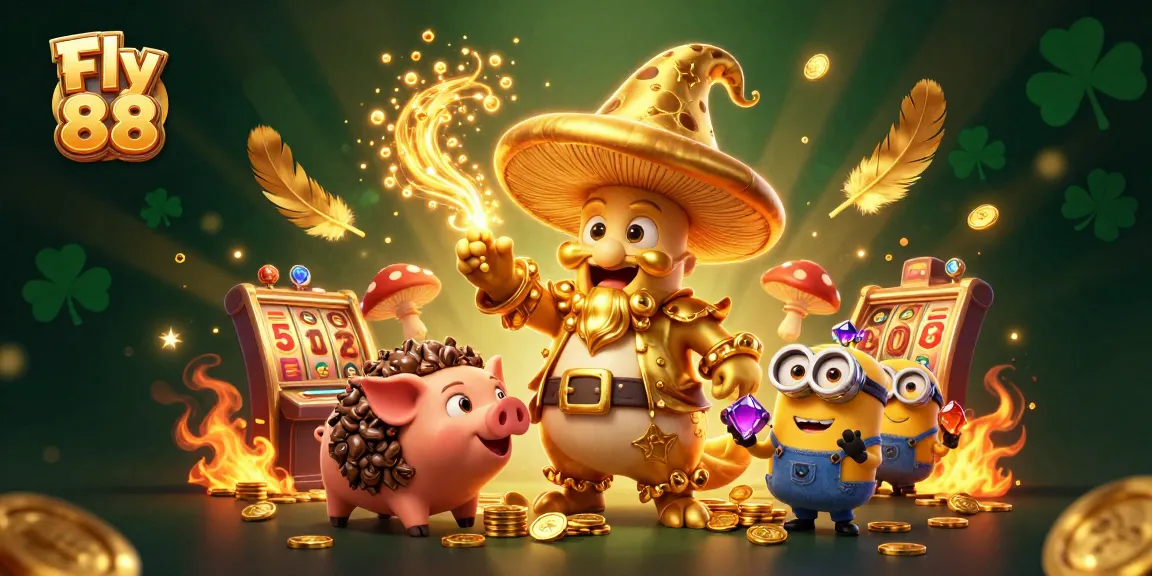 Experience thrilling gameplay at Fly 88 with a magical casino atmosphere featuring gold and gems.