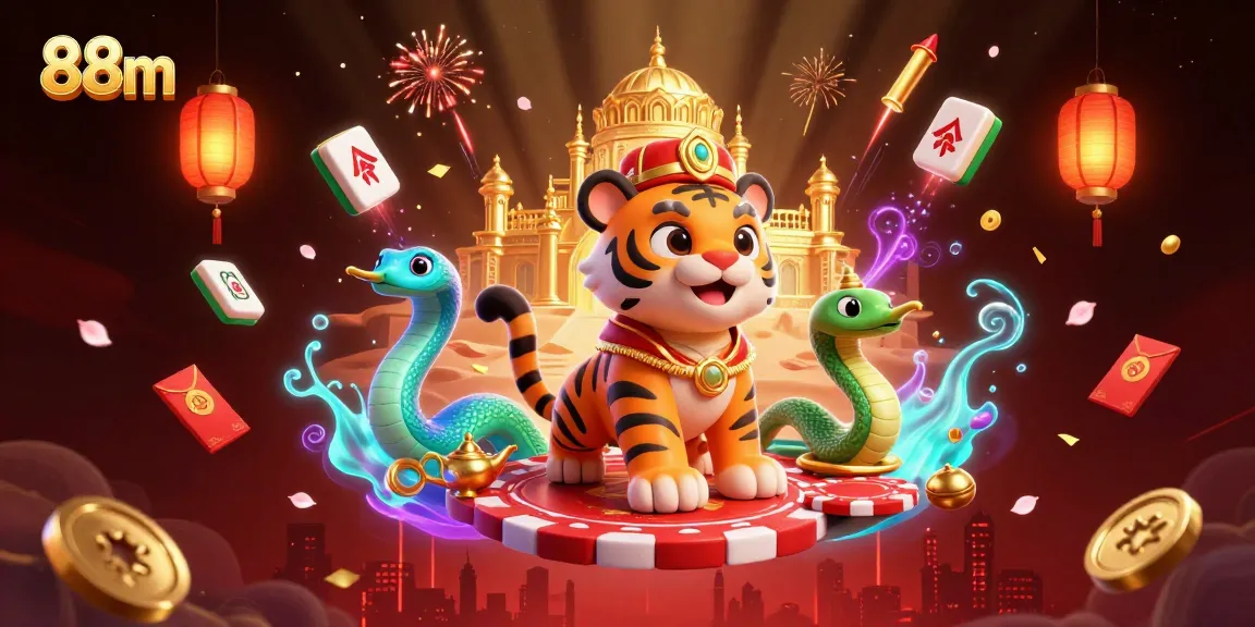 Experience thrilling gaming adventures with 88m at this vibrant casino illustration.