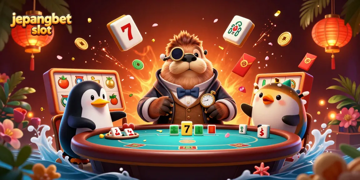 Play jepangbet slot with engaging characters and vibrant casino elements in a dynamic 3D scene.