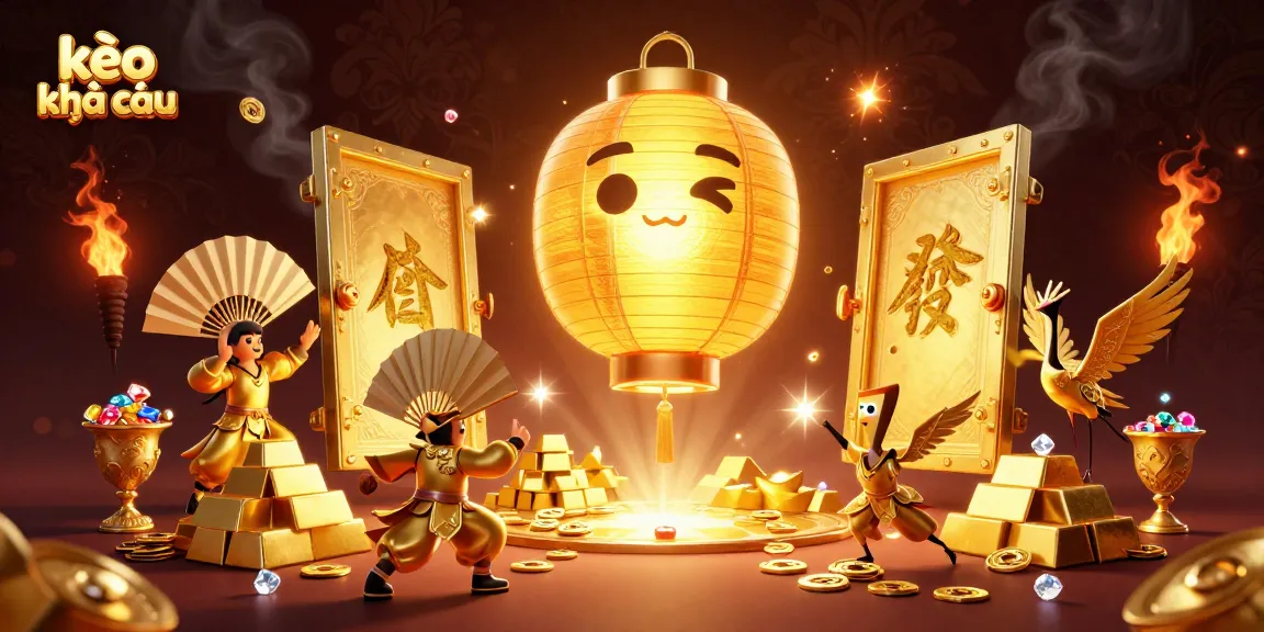 Engage with kèo nhà cái in a lively casino scene featuring mythical characters and treasures.