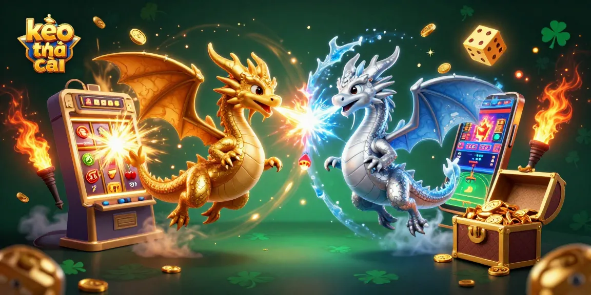 Engage with kèo nhà cái in this vibrant scene showcasing dynamic casino elements and dragon characters.