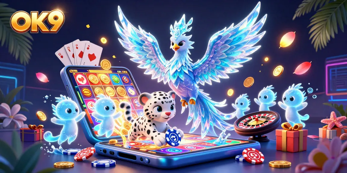 Engage in exciting games at OK9 with sparkling prizes and immersive 3D casino illustrations.