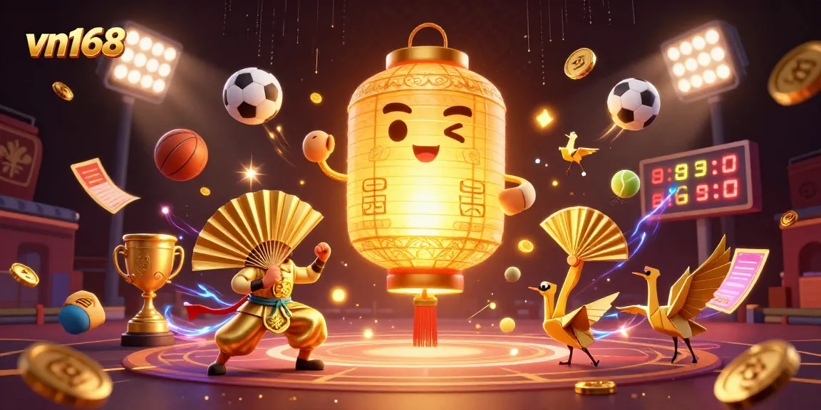 Experience thrilling sports betting action at vn168 with vibrant 3D casino illustration highlighting dynamic gameplay.