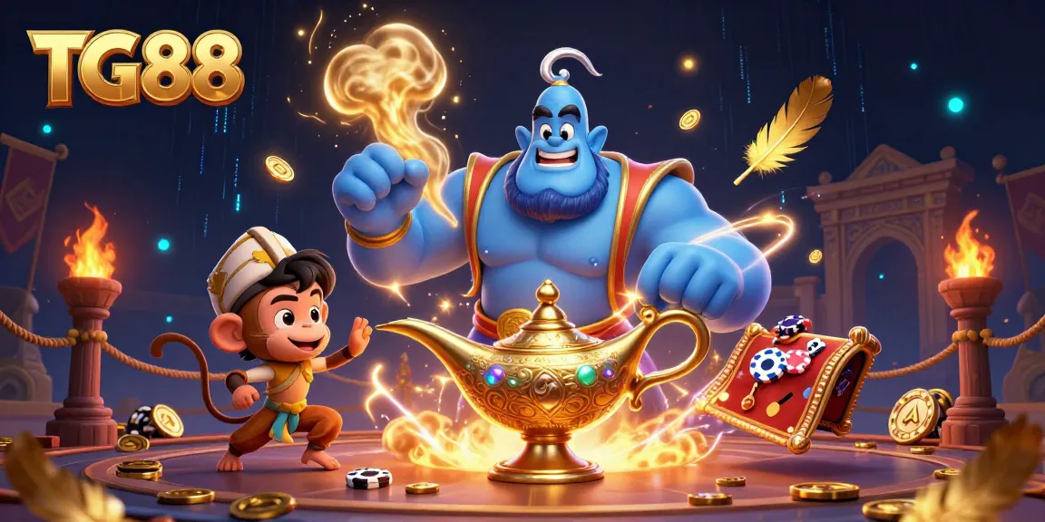 Experience thrilling action at TG88 with a lively 3D casino scene featuring unique characters and vibrant elements.