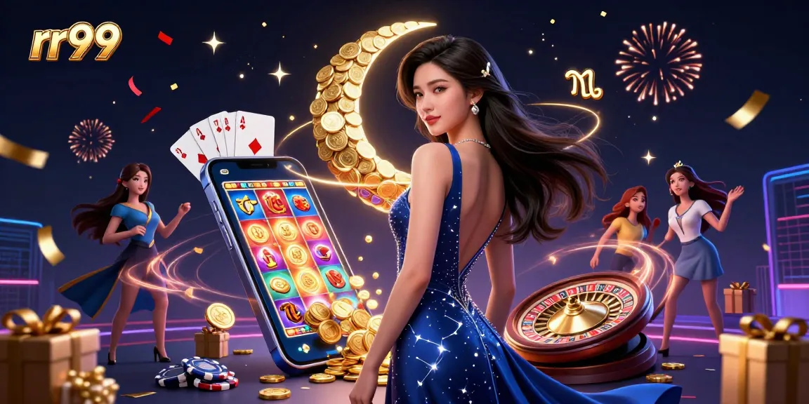 Engage with exciting slot games and rewards on rr99 in a captivating casino illustration.