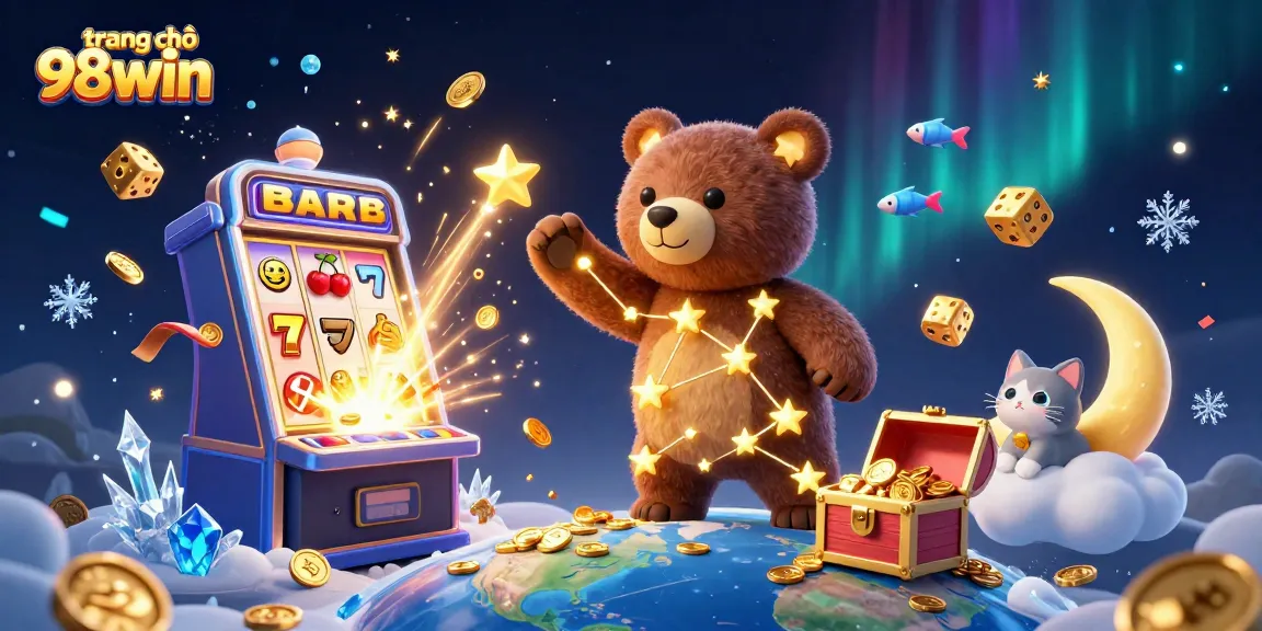 Engage in thrilling gameplay at trang chủ 98win, featuring a lively scene with slot machine excitement.