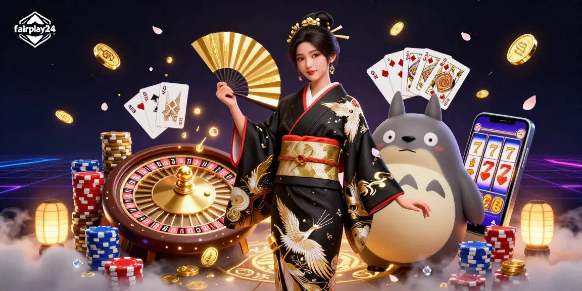 Experience thrilling bets and wins with fairplay24 in this vibrant 3D gambling scene featuring a traditional kimono.