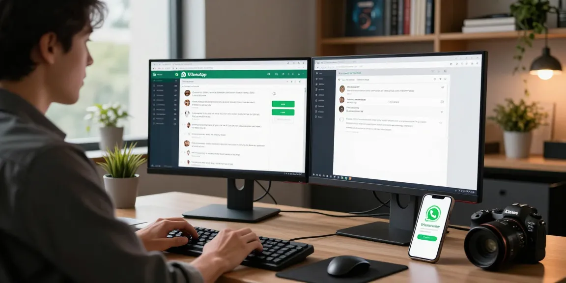 Interaction on WhatsApp網頁版 displayed on a computer screen in a modern office setup.