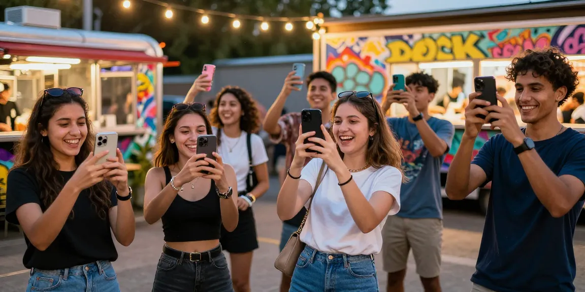 Group enjoying a vibrant Snapchat amateur party at night.