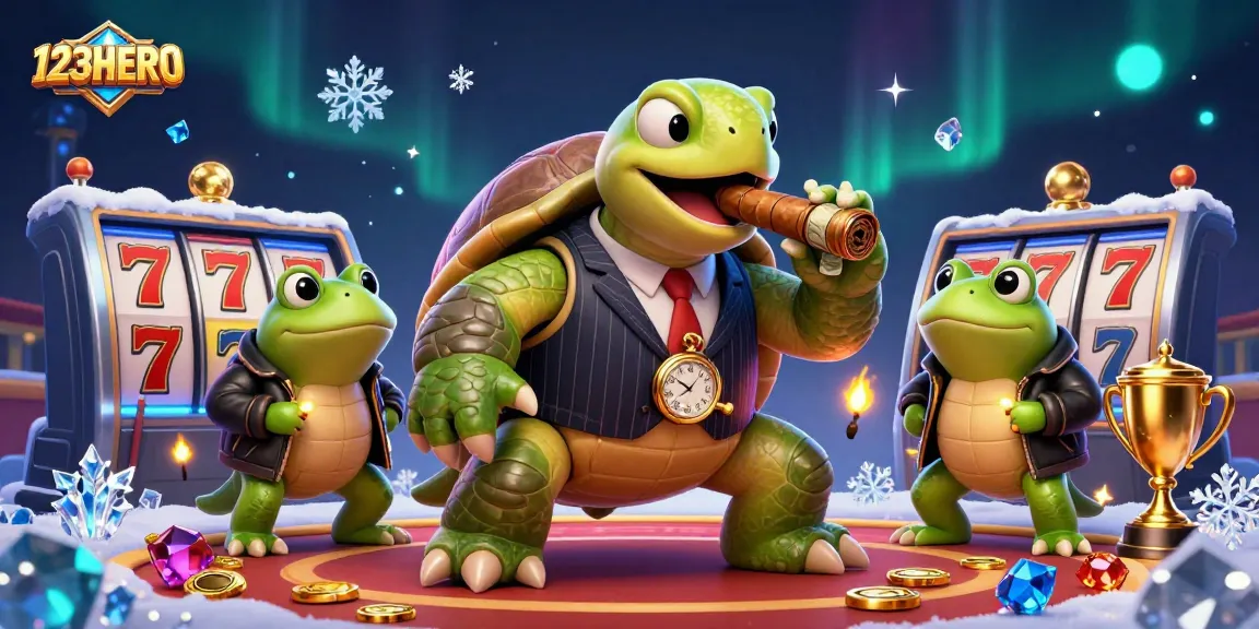 Engage with 123HERO's vibrant online casino scene featuring a unique turtle character and thrilling game elements.