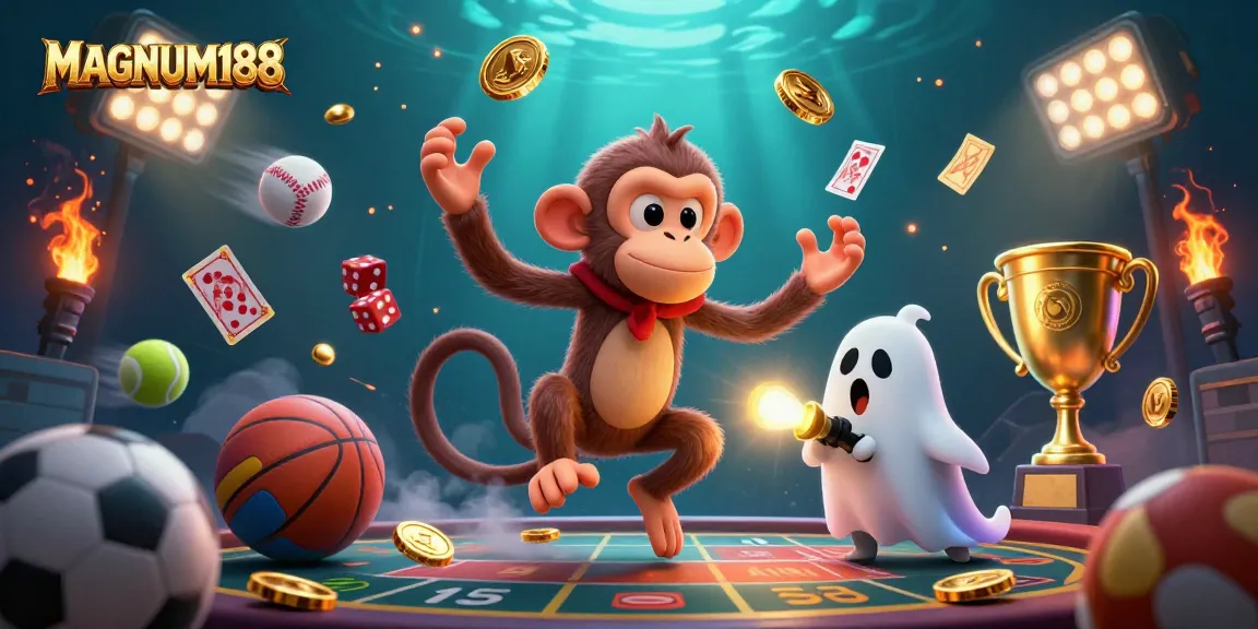 Experience the thrill of sports betting with MAGNUM188's dynamic casino scene and golden elements.