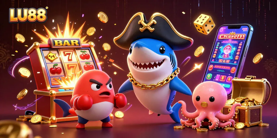 Experience LU88's thrilling jackpots with pirate and sea creatures in a vibrant casino setting.