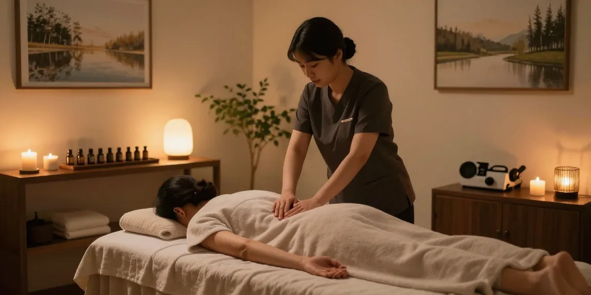 Tranquil wellness therapy scene featuring 중랑구출장마사지 for relaxation and rejuvenation.