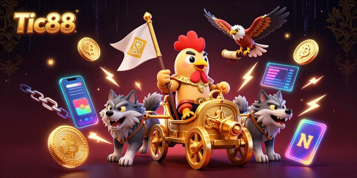 Experience thrilling gameplay with Tic88's vibrant gaming world featuring golden war chariots and cryptocurrencies.
