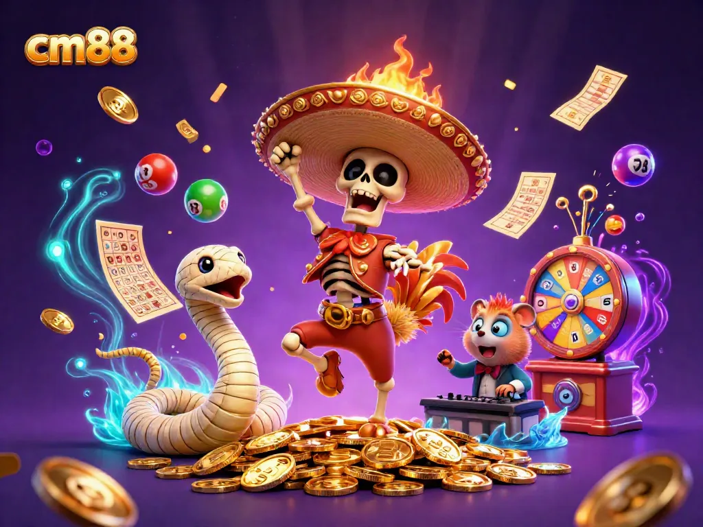 Celebrate your wins at cm88 with vibrant casino characters amidst a dynamic gaming scene.