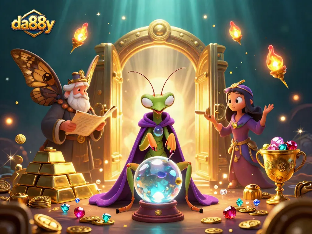 Experience casino excitement at da88y with a magical scene of fortune tellers and treasures