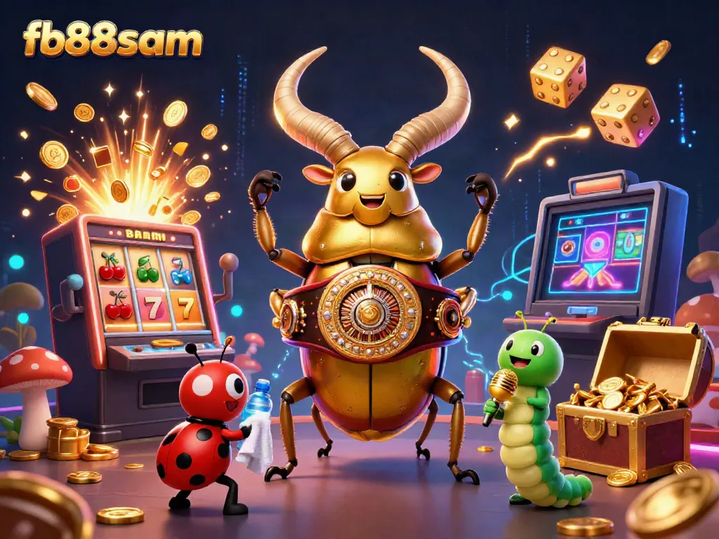 Experience the excitement of fb88sam with dynamic casino-themed illustration featuring vibrant characters and gaming elements.