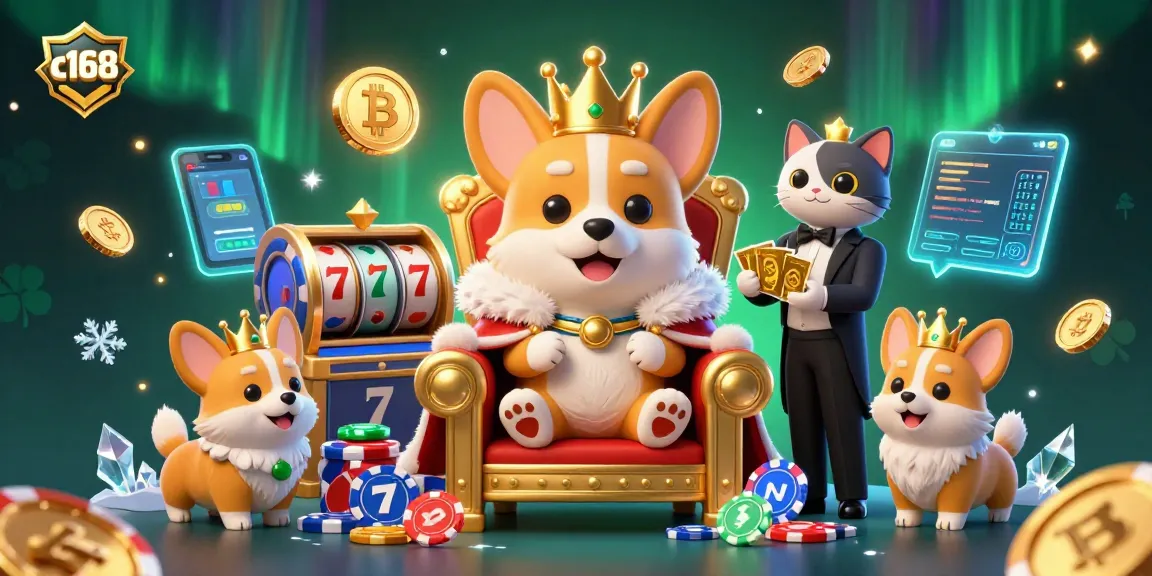 Experience thrilling casino fun with c168 in this vibrant gaming-themed illustration.