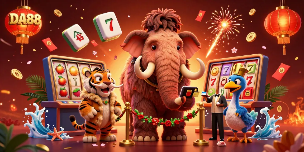 Experience high-stakes action with DA88 at a vibrant casino, where characters celebrate in style.