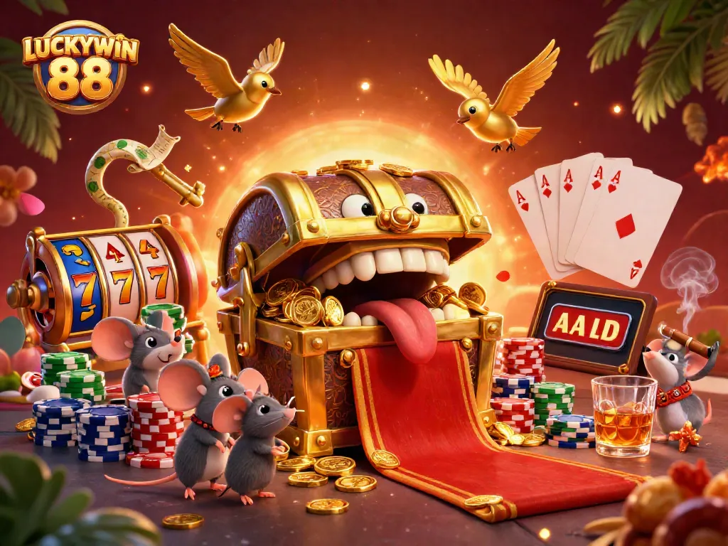 Experience the thrill of winning with LUCKYWIN 88 in a vibrant casino setting filled with treasures.
