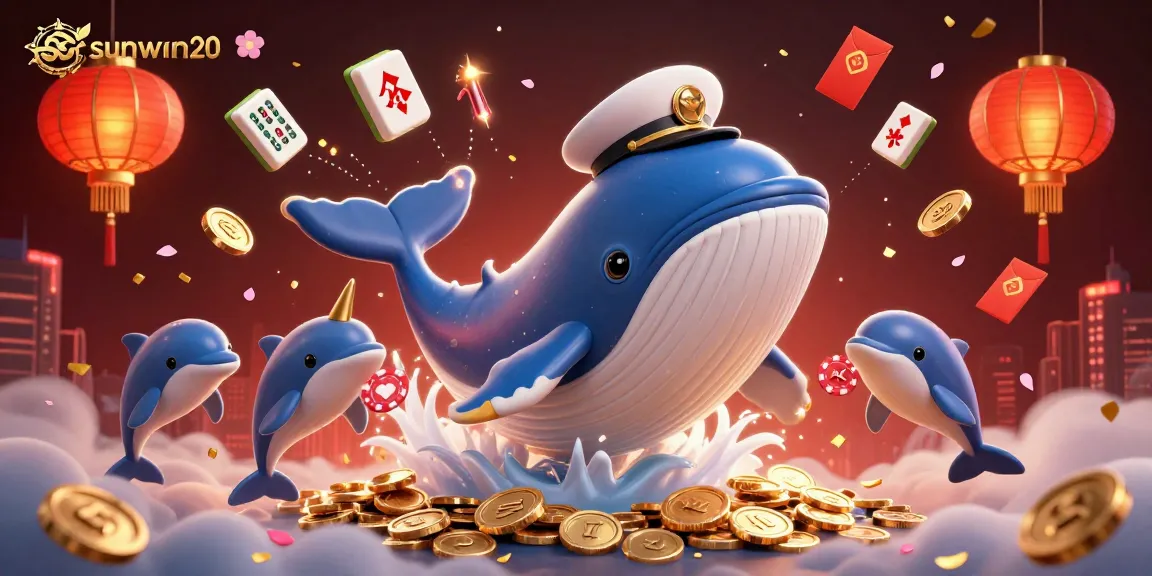 Experience the thrill of sunwin20 with whales, dolphins, and poker chips in this vibrant casino scene.