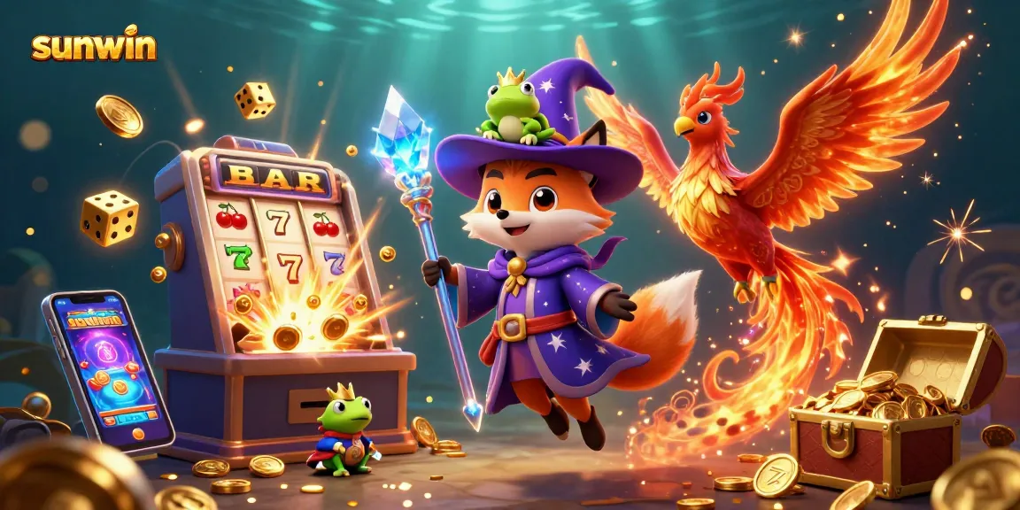 Experience thrilling gameplay at sunwin with a wizard fox and a phoenix amid a jackpot explosion.