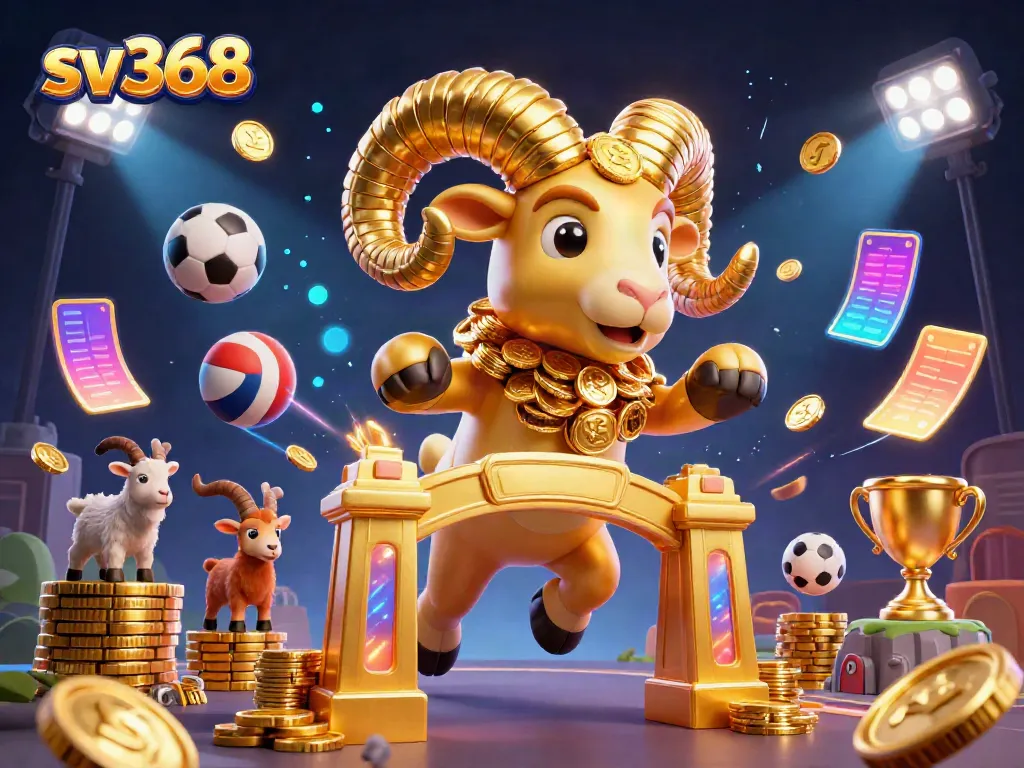 Engage with sv368 as the golden ram charges through a vibrant 3D casino world filled with sports offerings.