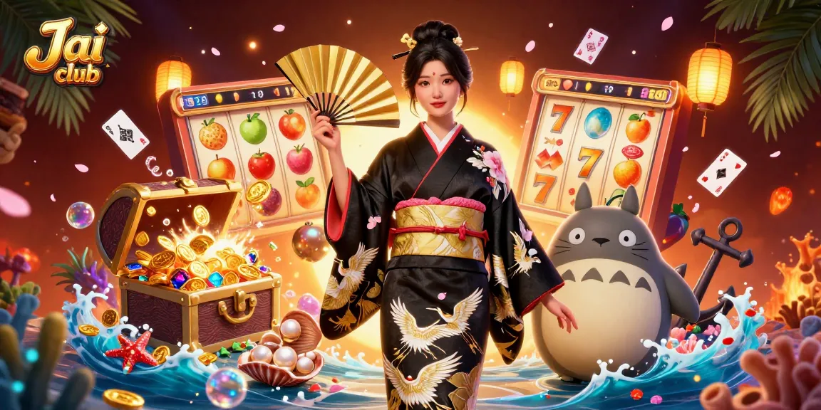 Win big at Jai club with an exciting casino-inspired scene featuring vibrant slot game elements.