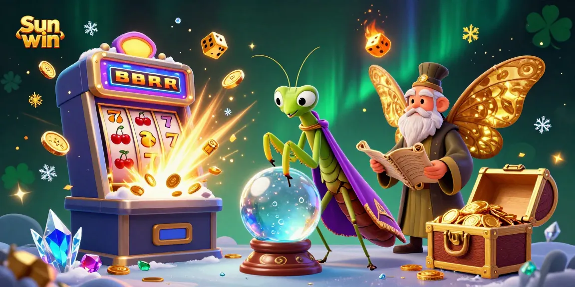 Experience the thrill of Sun win with vibrant slots, fortune tellers, and jackpot excitement in mesmerizing art.