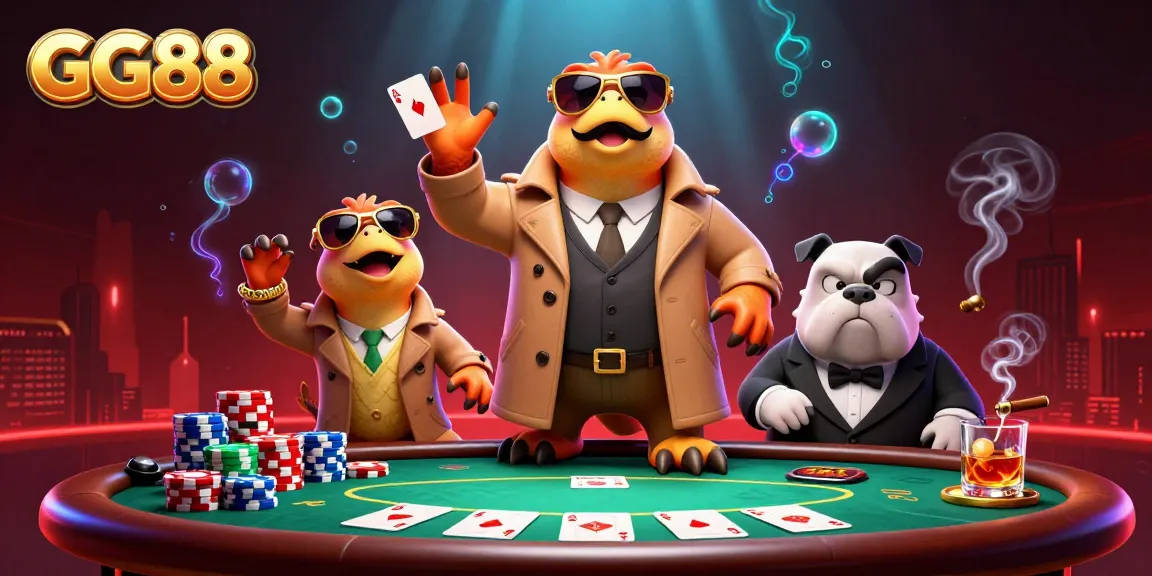 Experience the thrilling atmosphere of GG88 with animated raptors entering the VIP lounge and poker elements.