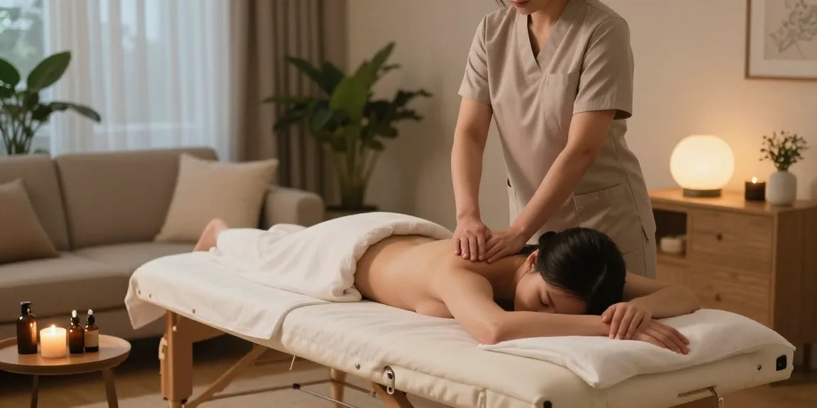 Experience premium 영등포출장안마 with a therapist preparing a cozy home spa atmosphere.