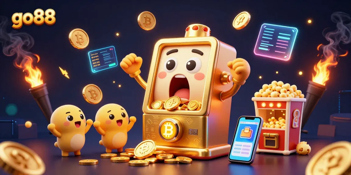Experience the thrill of winning with go88 in this vibrant casino illustration featuring joyful slot machines.