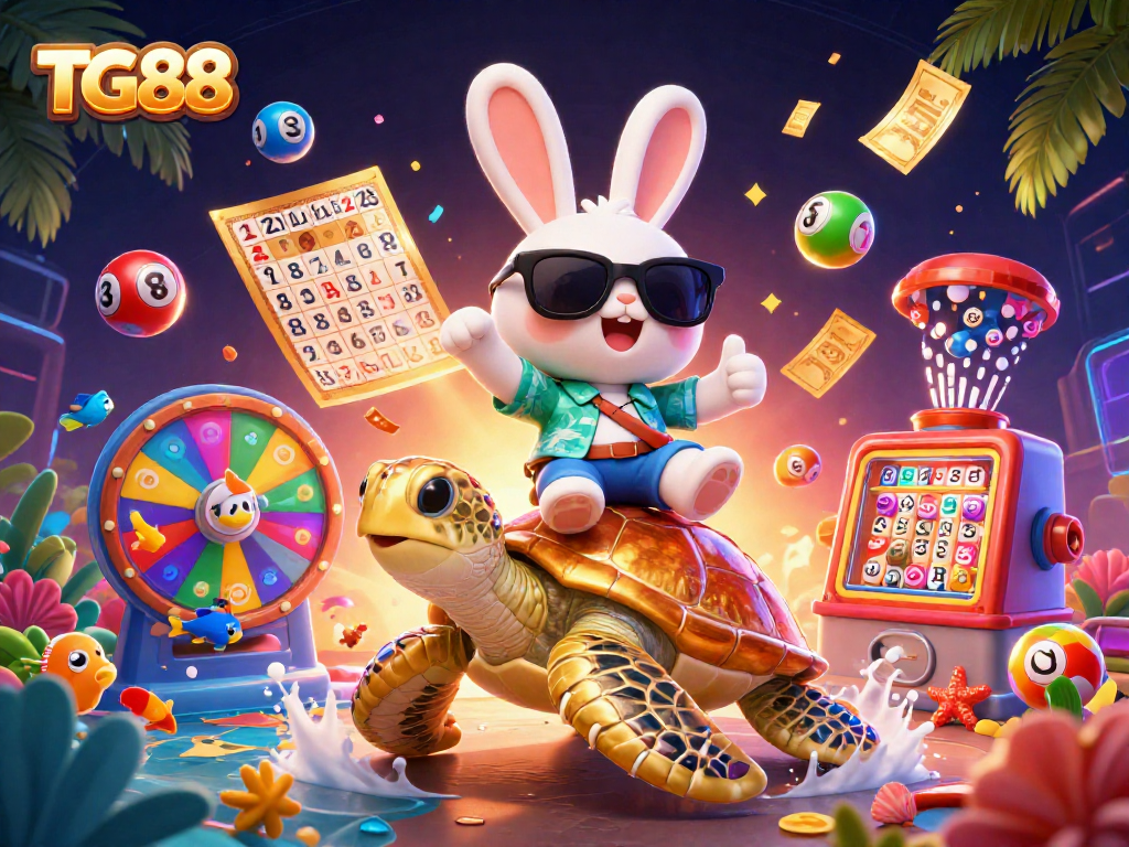 Experience exciting winning moments at TG88 with dynamic lottery elements and vibrant casino visuals.