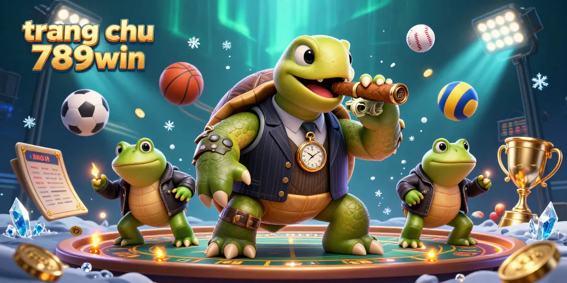 Bet big on trang chu 789win with dynamic casino-themed characters and elements in a vibrant 3D illustration.