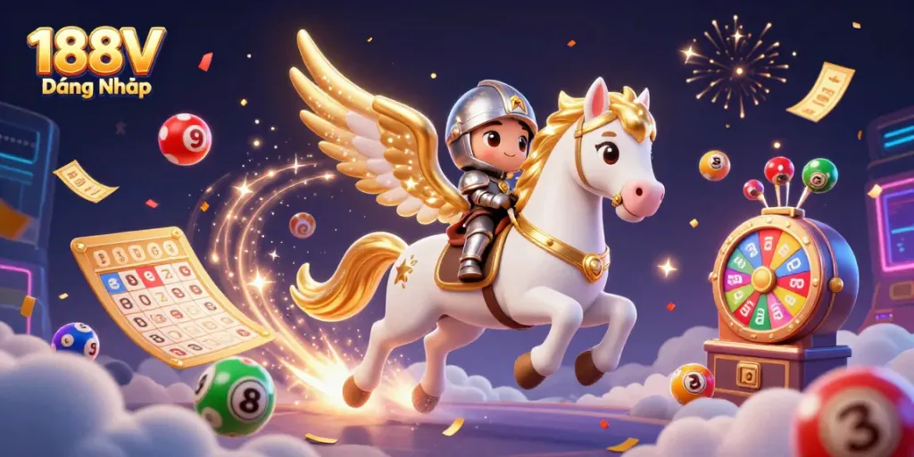 Engage in excitement with 188V Đăng Nhập and lottery dynamics in a vibrant casino scene.