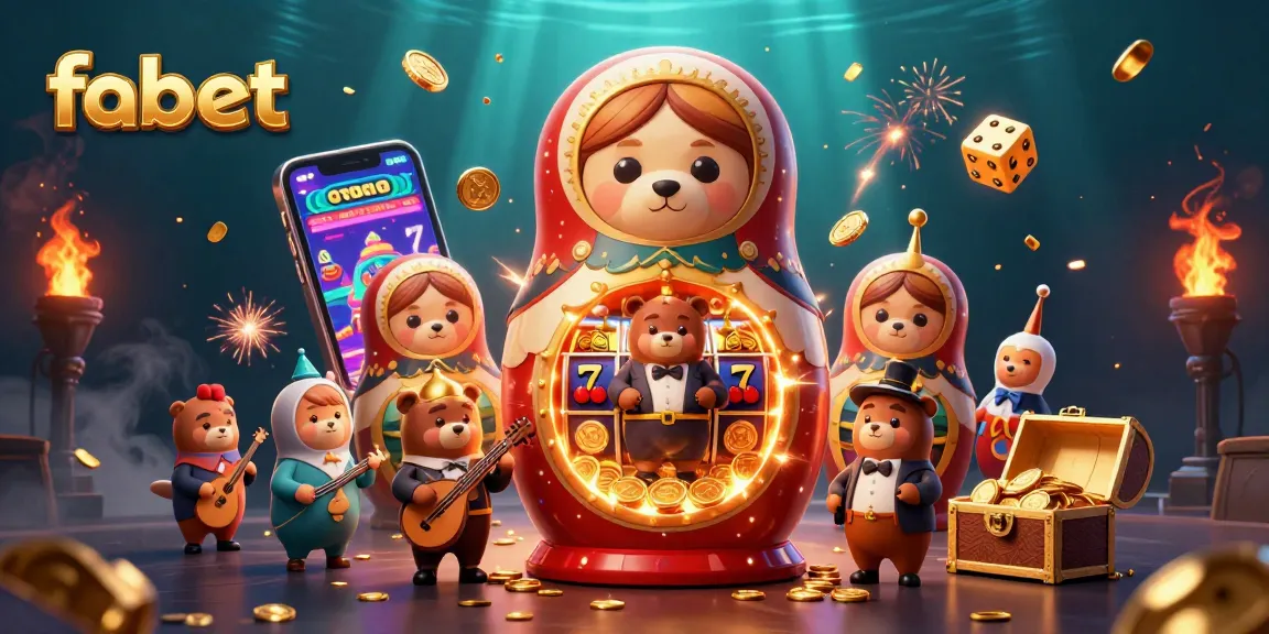 Play exciting casino games with fabet's vibrant illustration featuring dynamic gaming elements and characters.