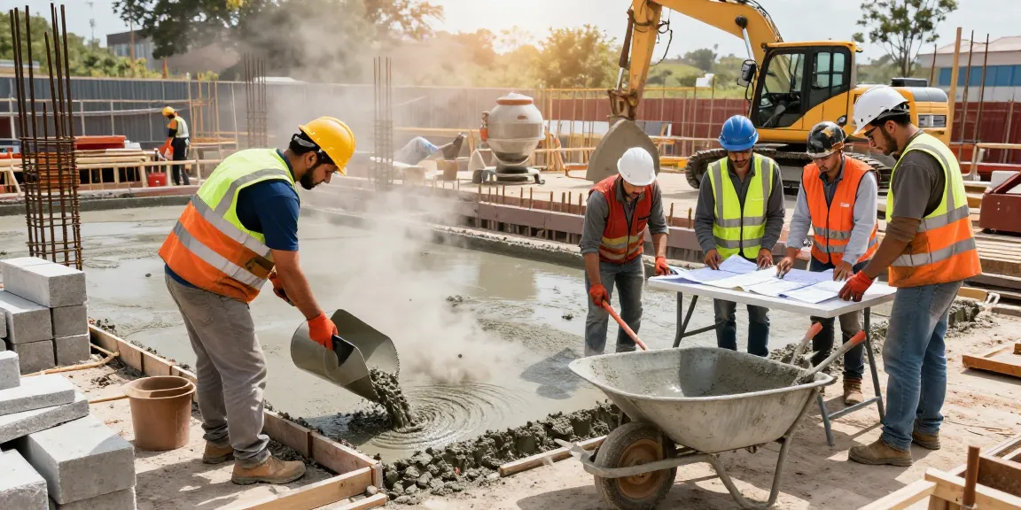Experts using NAGA2000 technology at a concrete construction site, illustrating teamwork and precision in action.