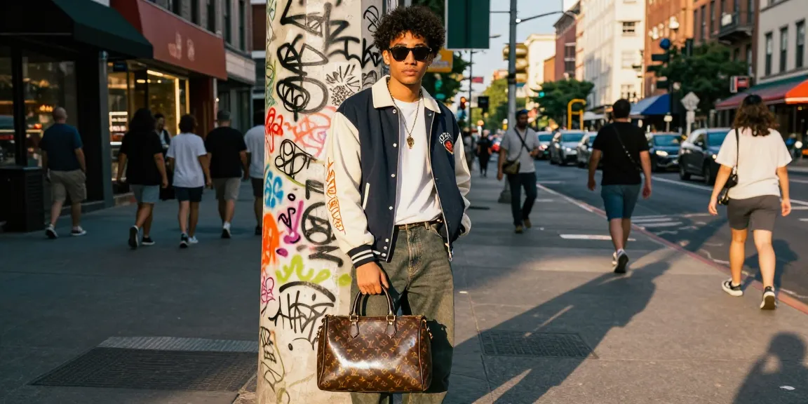 Stylish individual showcasing trendy 레플리카 accessories in an urban setting.
