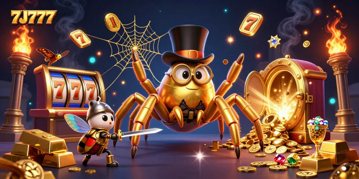 Engage with thrilling jackpots at 7J777 featuring a captivating casino scene with vibrant characters.
