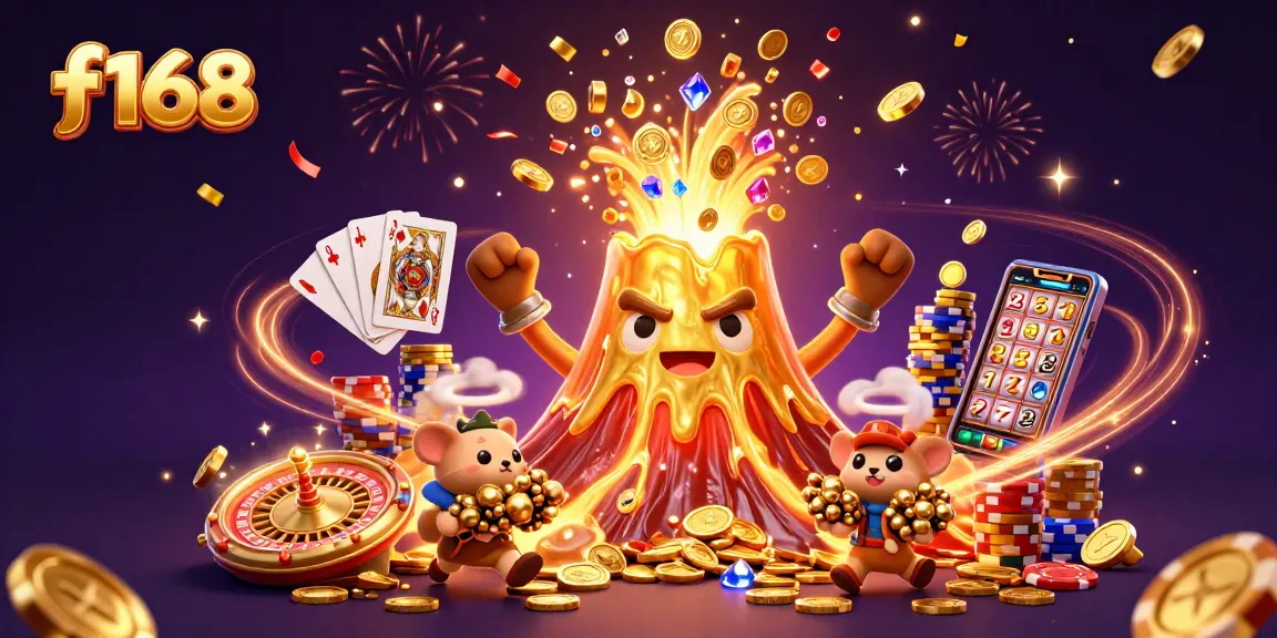 Experience thrilling wins at f168 with a vibrant casino scene featuring treasure and excitement.