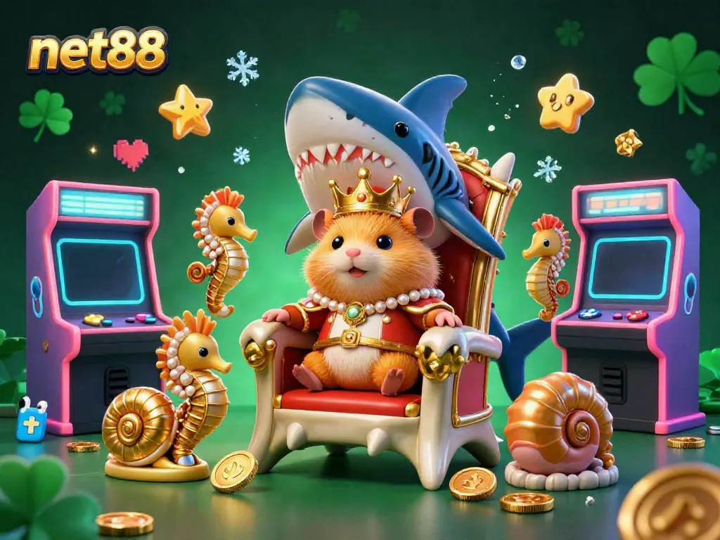 Experience vibrant gameplay with net88 as the fearless golden hamster king faces challenges surrounded by gaming excitement.