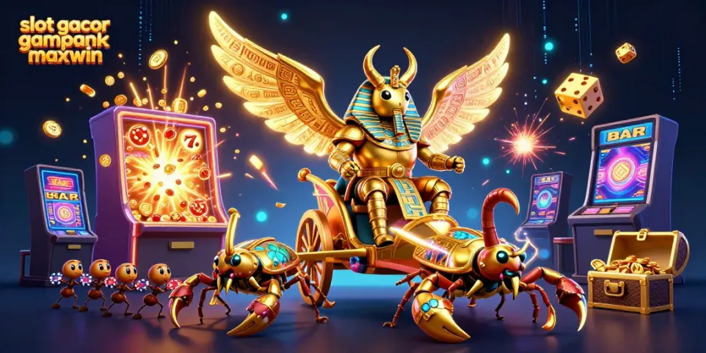 Spin to win at slot gacor gampang maxwin with vibrant slot machines and energetic casino elements.