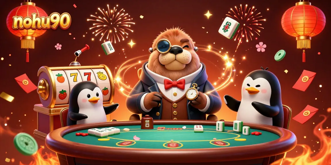 Nohu90 enhances excitement with a jolly walrus and friends bluffing at an engaging underwater poker game.