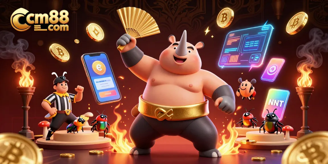 Engage in thrilling gameplay at cm88 com with a vibrant, 3D casino scene featuring exciting characters and elements.