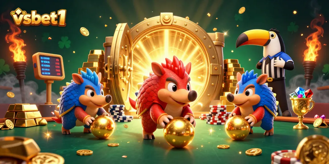 Experience thrilling gameplay with the vibrant vsbet1 pangolins amidst golden treasures and poker chips.