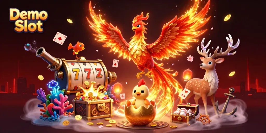 Experience the thrill of Demo Slot with captivating characters and vibrant casino elements